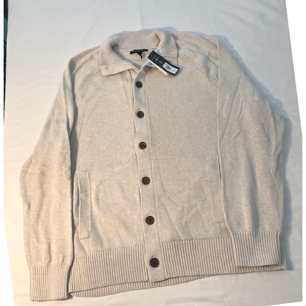 Banana Republic Mens XL REPREVE Button Front Cardigan Sweater Beige 702723-02-1